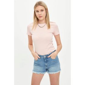 DeFacto R5585AZ.20SM.PN592 Pembe Basic Regular Fit Kısa Kollu Kadın T-shirt