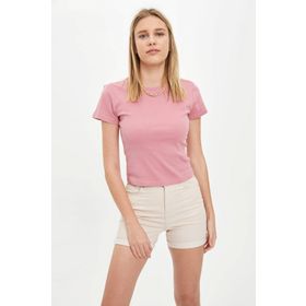 DeFacto R5585AZ.20SM.PN592 Pembe Basic Regular Fit Kısa Kollu Kadın T-shirt