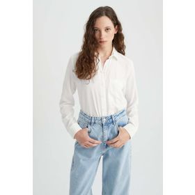 DeFacto Regular Fit Gömlek Yaka Uzun Kollu Gömlek