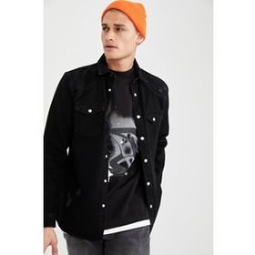 DeFacto S2020AZ20AU Siyah Regular Fit Uzun Kollu Jean Kadın Gömlek