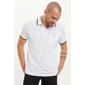 DeFacto S2762AZ20HSWT32 Beyaz Baskılı Polo Yaka Regular Fit Pamuklu Erkek T-shirt