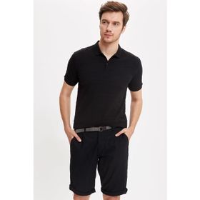 DeFacto S3618AZ20HSBK27 Siyah Polo Yaka Slim Fit Pamuklu Erkek T-Shirt