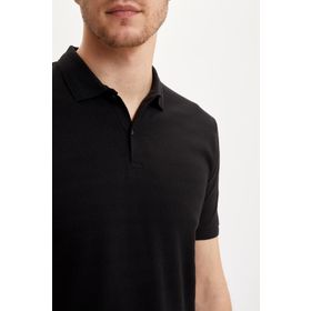 DeFacto S3618AZ20HSBK27 Siyah Polo Yaka Slim Fit Pamuklu Erkek T-Shirt