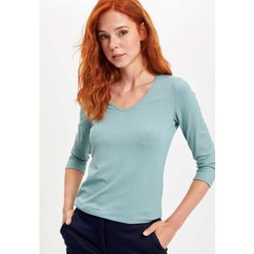 DeFacto S3930AZ20SM Erkek Slim Fit V Yaka Basic Tişört