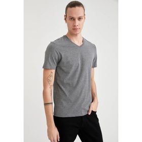 DeFacto S3930AZ20SM Erkek Slim Fit V Yaka Basic Tişört
