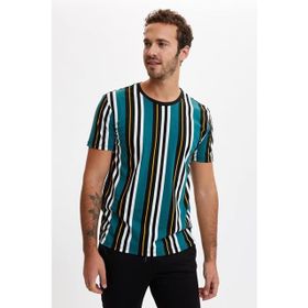 DeFacto S4954AZ20HS Erkek Çizgili Regular Fit Bisiklet Yaka Tişört