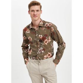 DeFacto S6109AZ20AU Indıgo Desenli Slim Fit Uzun Kollu Erkek Gömlek