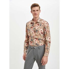 DeFacto S6109AZ20AU Indıgo Desenli Slim Fit Uzun Kollu Erkek Gömlek