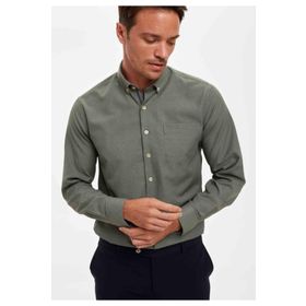 DeFacto S6109AZ20AU Indıgo Desenli Slim Fit Uzun Kollu Erkek Gömlek