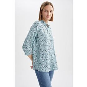 DeFacto S6109AZ20AU Indıgo Desenli Slim Fit Uzun Kollu Erkek Gömlek
