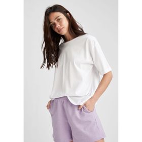 DeFacto S6245AZ20HS Kadın Oversize V Yaka Kısa Kollu Tişört
