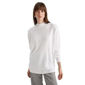 DeFacto S7514AZ23WN Ekru-ER105 Relax Fit Yarım Balıkçı Yaka Bayan Tunik