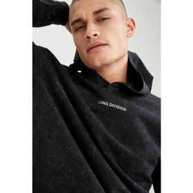 DeFacto S9063AZ20WN Grey Melange Baskılı Regular Fit Kapüşonlu Erkek Sweatshirt