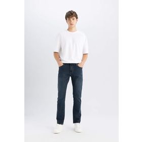 DeFacto Sergio İndigo Regular Fit Normal Kalıp Normal Bel Boru Paça Erkek Jean Pantolon
