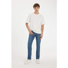 DeFacto Sergio Mavi Regular Fit Normal Kalıp Normal Bel Boru Paça Erkek Jean Pantolon