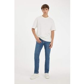 DeFacto Sergio Mavi Regular Fit Normal Kalıp Normal Bel Boru Paça Erkek Jean Pantolon