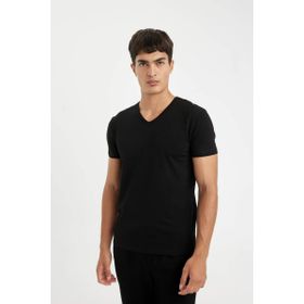 DeFacto SlL4884AZ24WNBK81 Slim Fit V Yaka Kısa Kollu Erkek Pijama Üstü