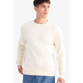DeFacto T3777AZ25AU ER140 Ekru Regular Fit Bisiklet Yaka Basic Erkek Sweatshirt