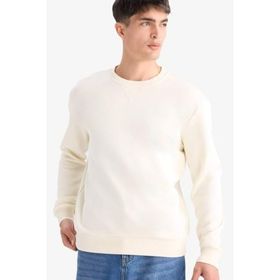 DeFacto T3777AZ25AU ER140 Ekru Regular Fit Bisiklet Yaka Basic Erkek Sweatshirt