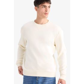 DeFacto T3777AZ25AU ER140 Ekru Regular Fit Bisiklet Yaka Basic Erkek Sweatshirt