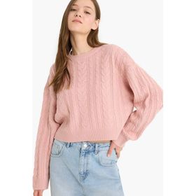 Defacto T4518AZ25WNPN83 Pembe Kadın Triko Kazak