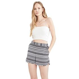 DeFacto T5232AZ22SM BK27 Siyah Fall In Love Etnik Desenli Beli Bağcıklı Mini Yüzme Şortu