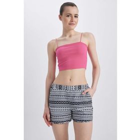 DeFacto T5232AZ23SMBK27 Fall in Love Regular Fit Etnik Desenli Bayan Deniz Şortu