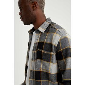 DeFacto T6217AZ20WN Kahverengi Ekose Regular Fit Uzun Kollu Erkek Gömlek