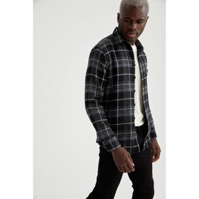 DeFacto T7415AZ20WN Gri Kareli Regular Fit Uzun Kollu Oduncu Erkek Gömlek