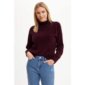 DeFacto T8409AZ20WN Regular Fit Bisiklet Yaka Triko Kadın Kazak