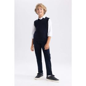 DeFacto T8850A623AU Erkek Çocuk Lacivert Gabardin Okul Pantolonu
