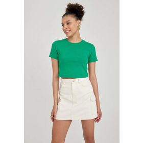 DeFacto T9631AZ23SM Yeşil-GN689 Coool Fitted Kısa Kollu Kadın T-shirt