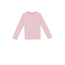 DeFacto U6810A622AU Pembe-PN105 Regular Fit Bisiklet Yaka Penye Uzun Kollu Kız Çocuk Tişört