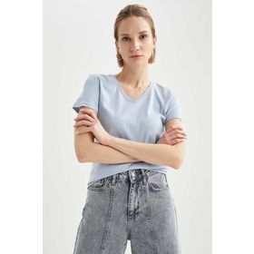DeFacto V Yaka Basic Relax Fit Kısa Kollu Tişört I1080AZ21SP