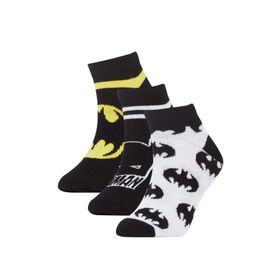 DeFacto V6649A6NS Erkek Çocuk Batman Lisanslı Pamuklu 3'lü Kısa Çorap