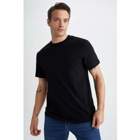 DeFacto V7699AZ23AU Siyah-BK81 New Regular Fit Erkek T-shirt