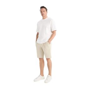 DeFacto W1105AZ25SP Bej-BG735 Erkek Slim Fit Dar Kesim Cepli Pamuklu Basic Düz Bermuda Şort