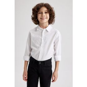 DeFacto W3215A622SP Regular Fit Basic Uzun Kollu Beyaz Erkek Çocuk Gömlek