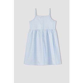 DeFacto W7750A622HS Kız Çocuk Regular Fit Desenli Askılı Yazlık Poplin Elbise