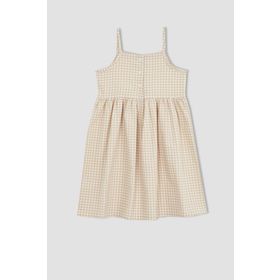 DeFacto W7750A622HS Kız Çocuk Regular Fit Desenli Askılı Yazlık Poplin Elbise