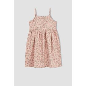 DeFacto W7750A622HS Kız Çocuk Regular Fit Desenli Askılı Yazlık Poplin Elbise