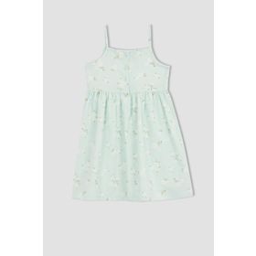 DeFacto W7750A622HS Kız Çocuk Regular Fit Desenli Askılı Yazlık Poplin Elbise
