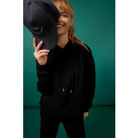 DeFacto W8071AZ21WN Regular Fit Kapüşonlu Kanguru Cepli İçi Yumuşak Tüylü Siyah Kadın Sweatshirt