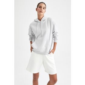 DeFacto W8071AZ21WN Regular Fit Kapüşonlu Kanguru Cepli İçi Yumuşak Tüylü Siyah Kadın Sweatshirt