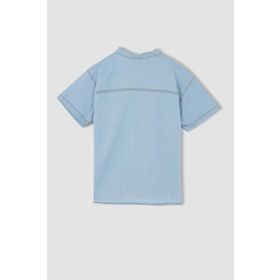 DeFacto W8093A622SM Erkek Çocuk Regular Fit Hakim Yaka Jean Kısa Kollu Gömlek