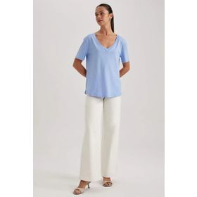 DeFacto W9578AZ/BE46 Saks Kadın T-shirt