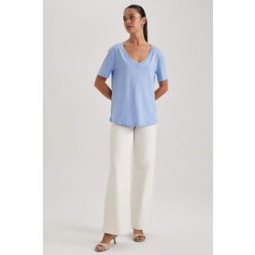 DeFacto W9578AZ/BE46 Saks Kadın T-shirt