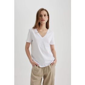 DeFacto W9578AZ/WT79 Beyaz Kadın T-shirt
