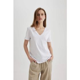 DeFacto W9578AZ/WT79 Beyaz Kadın T-shirt