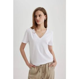 DeFacto W9578AZ/WT79 Beyaz Kadın T-shirt